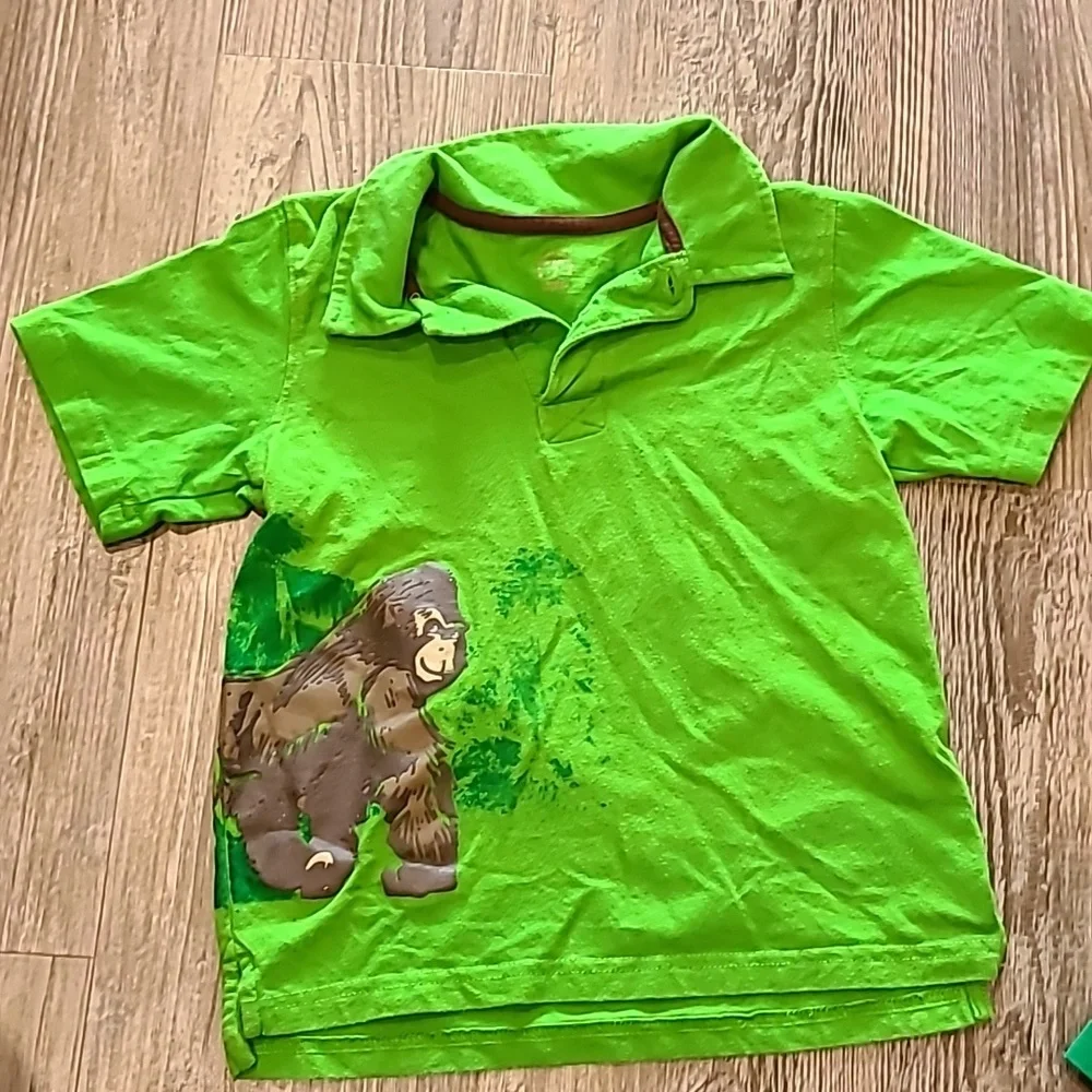 Children's Place/Carter Gorilla Polo/Stay Cool Shirt with Plaid Shorts Size 7